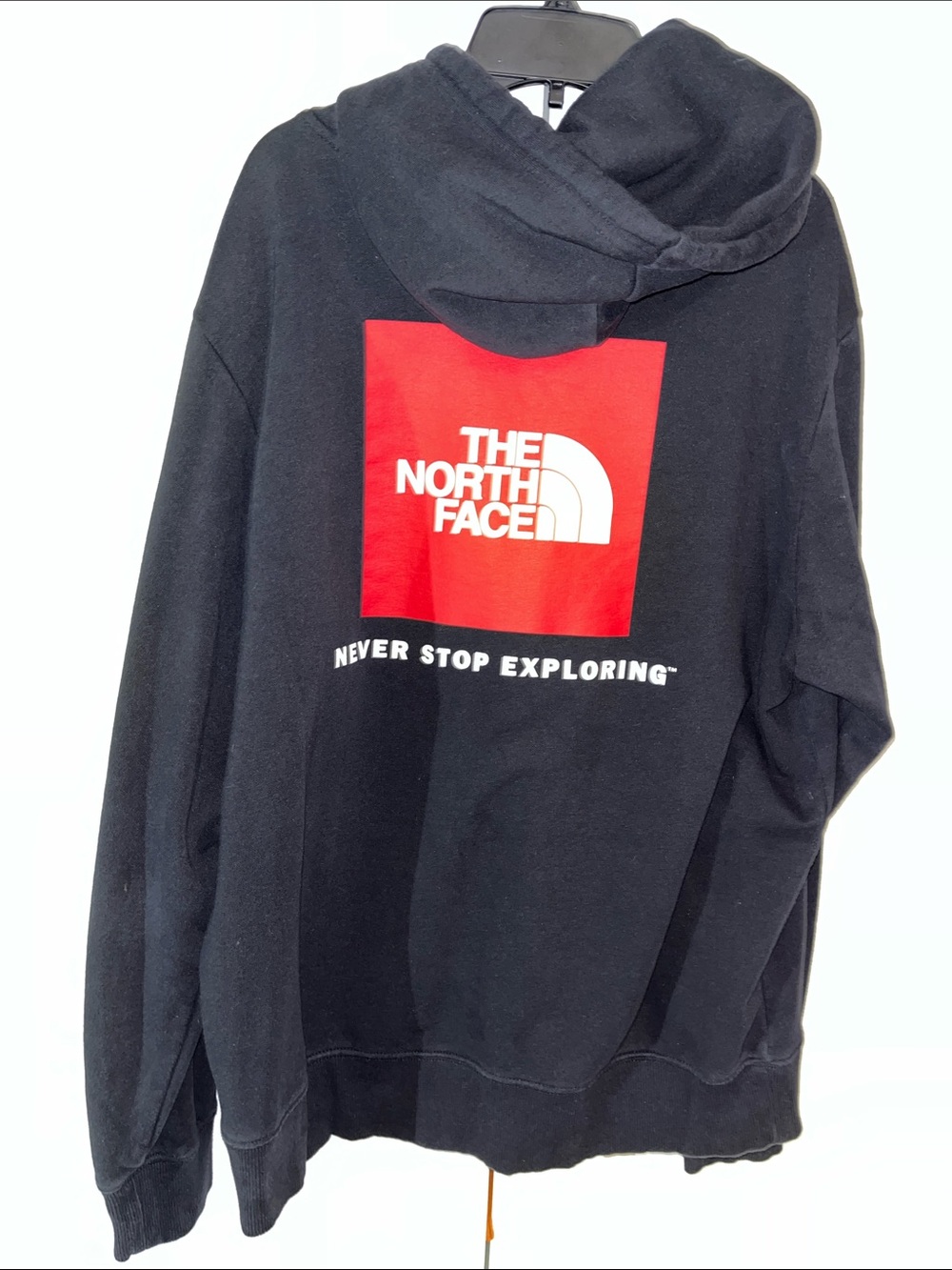 The North Face Hoodie Mens Black Pullover Fleece Big RED LogoKangaroo Pocket L